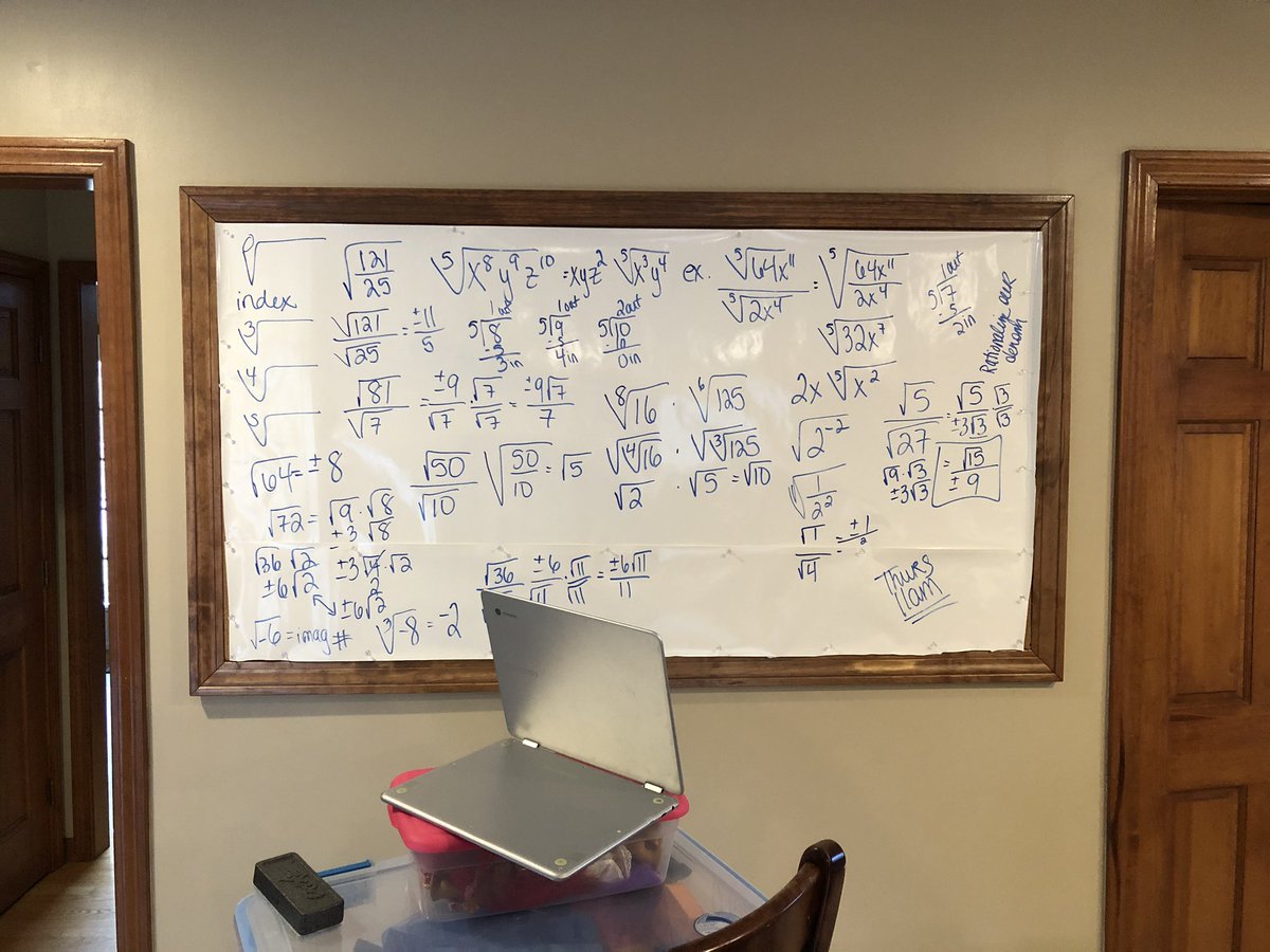 Today, I transformed my kitchen bulletin board into a whiteboard. It felt great to connect with some of my classes today!