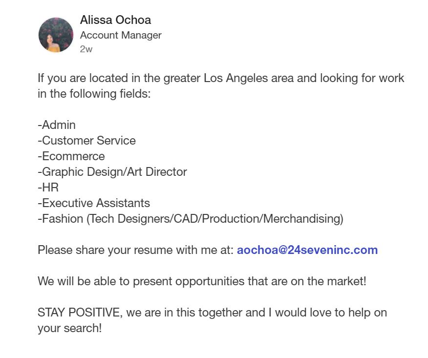 14. In LA? There are various positions available! 👇