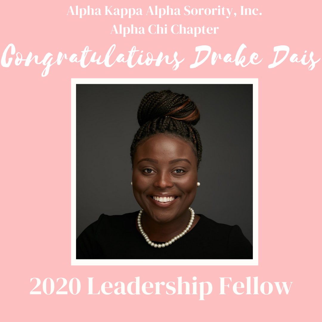 AXtra1932's tweet photo. Congratulations to Sister Drake Dais on becoming a 2020 Leadership Fellow! We are proud of you &amp; know you will exemplify AXcellence! 💕💚 https://t.co/Cah7lZ4NF2
