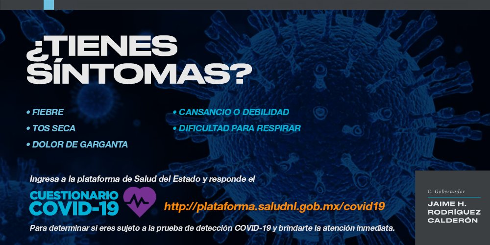 JaimeRdzNL's tweet photo. ¡En Nuevo León, NADIE se queda SIN PRUEBA!

Nosotros no vamos a limitar la prueba, necesitamos que todo Nuevo León sepa esto: ¡no podemos permitir que el virus se expanda! Por eso, necesito de tu ayuda. 
1/4 https://t.co/H5veWtagFZ