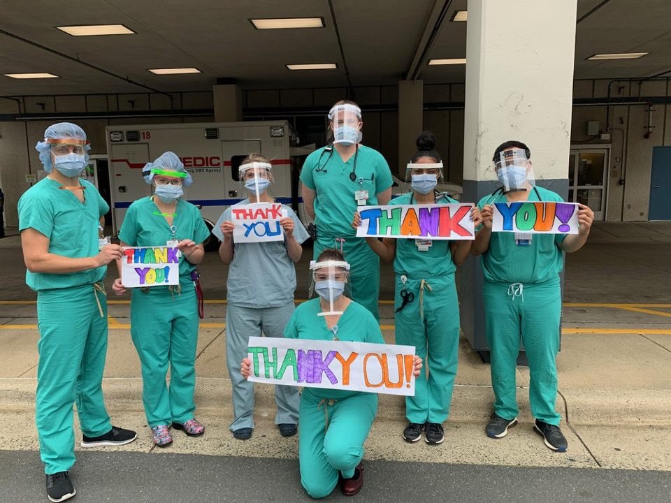 bryantkallen's tweet photo. Thank you to our friends at @CharlotteLatin for donating these amazing #3Dprinting face shields for our prep against #COVID19 @CMCEM https://t.co/6770u1A181