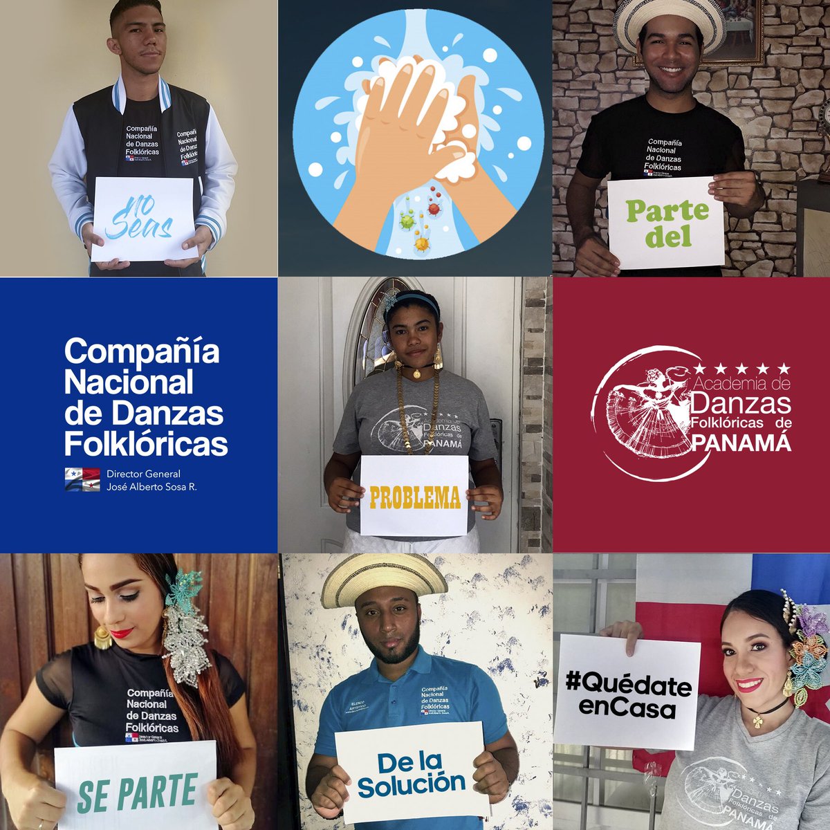 danzaspanama's tweet photo. NO SEAS PARTE DEL PROBLEMA,
SE PARTE DE LA SOLUCIÓN
#quedateencasa 
Lávate las manos constantemente con agua y jabón..
Campaña Social de #codafpa y la #academiafolkpanama
@danzaspanama @academiafolkpma 
@minsapma 
@miculturapma 
@MeducaPma https://t.co/Y6b4BpuJzv