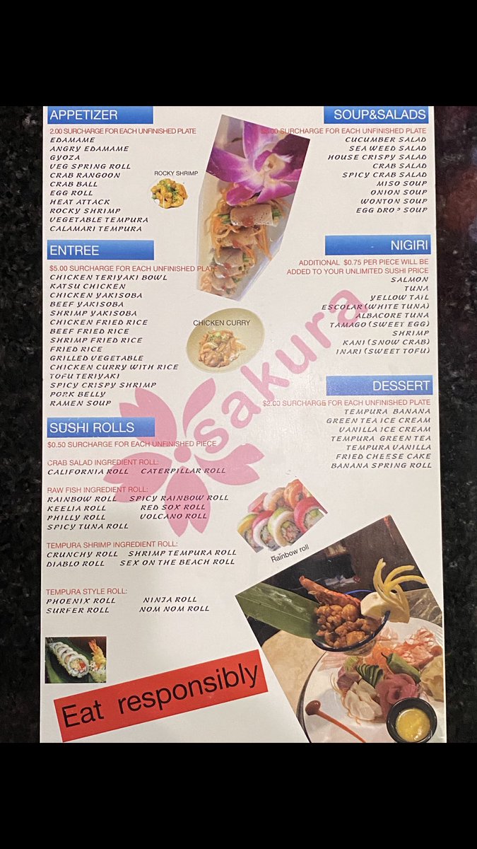 Don’t forget quarantine special only $5.00 each item yes it includes Sushi ,Apps,Entree,Desserts ❤️❤️❤️