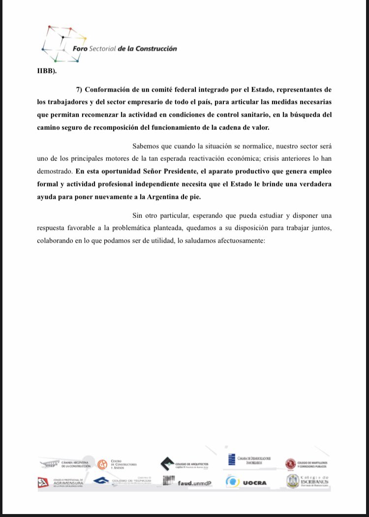 ForoMdp's tweet photo. LEER DE CARACTER URGENTE! Desde el Foro de la Construccion de Mar del Plata le hacemos llegar una nota en virtud de la problematica del sector de la construccion. Gracias. RT @edufeiok @jlespert @madorni @fantinofantino @LongobardiM @luisnovaresio @diegoleuco @maximmontenegro https://t.co/m2lqKMXCgZ