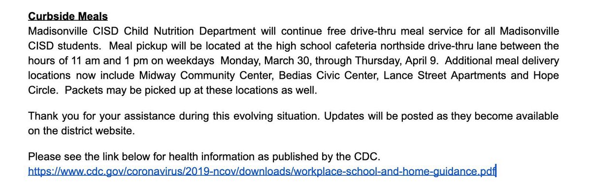 MCISD's tweet photo. MCISD closure extended through April 10th, with the goal of resuming classes on April 13th.  Please check your email and our district website at https://t.co/KIggokg3Wv for important information regarding our instructional plans and meal offerings for our students. https://t.co/9RuBZFTY1A