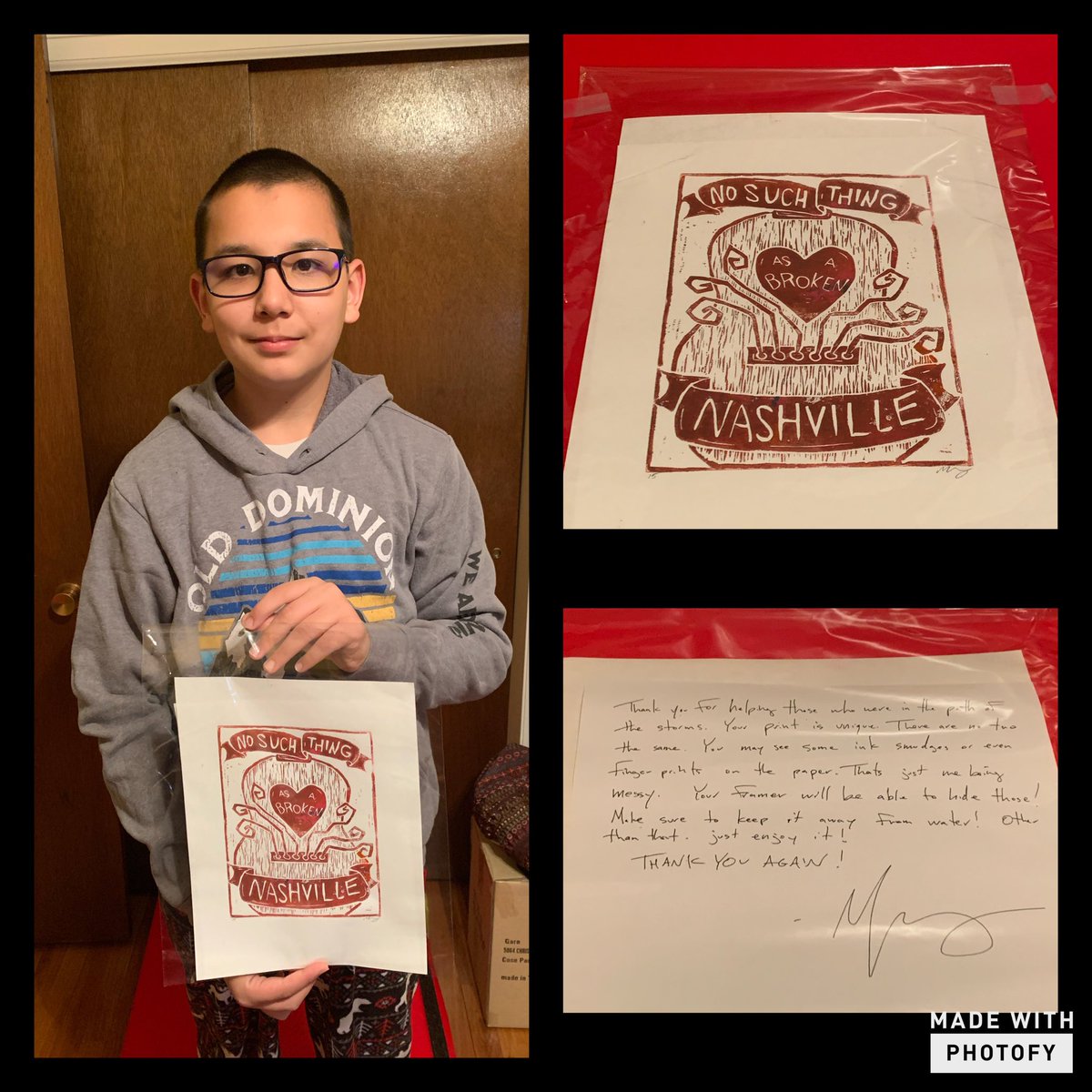 jtomazic's tweet photo. @OldDominion @MTRamsey our boy was very excited (yes, that’s his excited look) for this special delivery today.  Somehow he finagled having this go up in his room instead... https://t.co/JJGIsZ0M8w