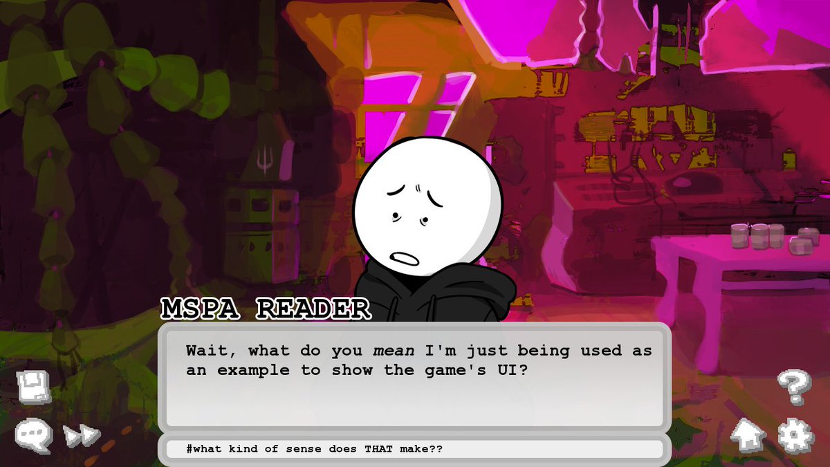 BefriendusGame's tweet photo. I've shown snippets before, but for those just joining us, Befriendus' UI is getting a fresh coat of paint! We're also returning to the classic hashtag dialogue system as seen in Openbound because we all obviously miss it dearly. #homestuck #pesterquest #dancestors #fansim https://t.co/lQ1WI7wtK6