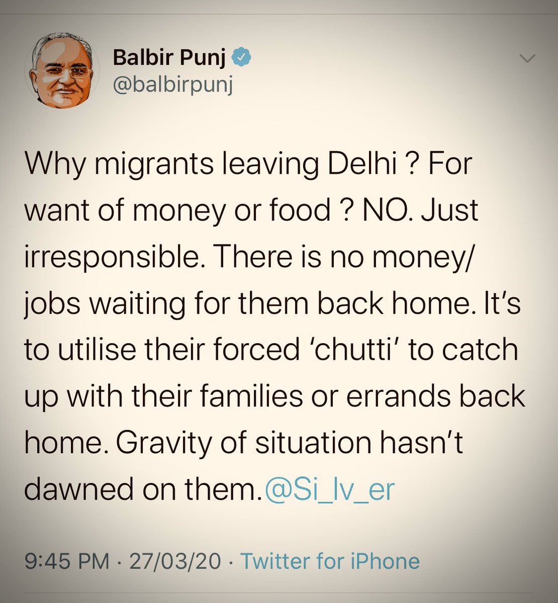 “I have just Rs 10 left... I want to rest and eat but I have no money... I have no food but police won’t even let me cross the street”:  @IndianExpress journalists Jignasa Sinha and Praveen Khanna bring home the inhumanity facing “irresponsible” holiday-makers.  @balbirpunj