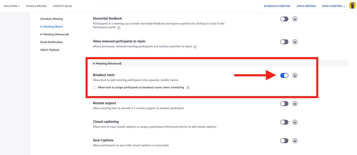 Just learned how to setup breakout rooms in Zoom thanks to <a href="/DeanHWC/">Dean Herring</a> #legend. Game changer! Going to be great for Zooms with large numbers. Go to account settings on the browser, In Meeting Advanced and turn on Breakout room. 👍 Works with free version, too.
