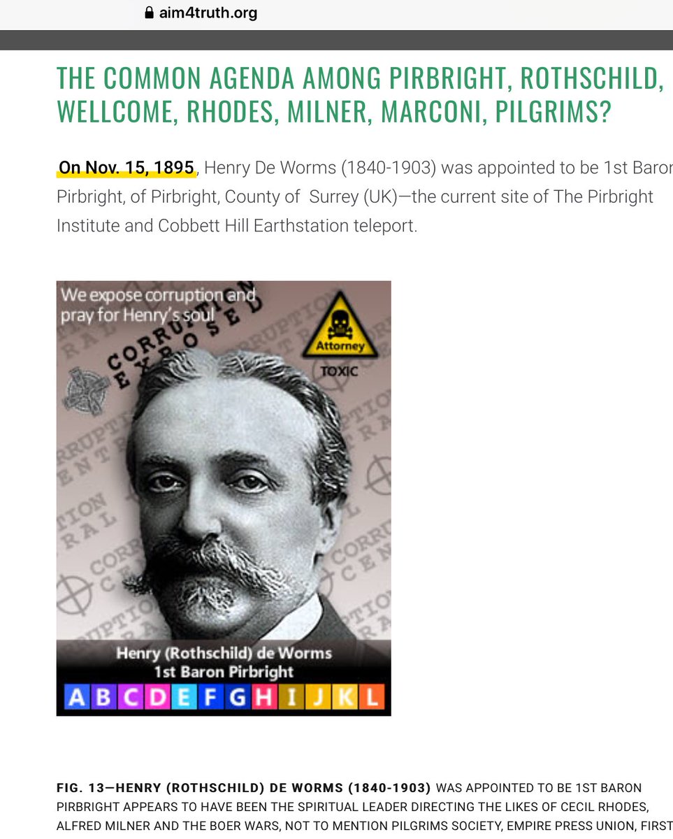 “The common agenda among Pirbright, Rothschild, Wellcome, Rhodes, Milner, Marconi, Pilgrim?”