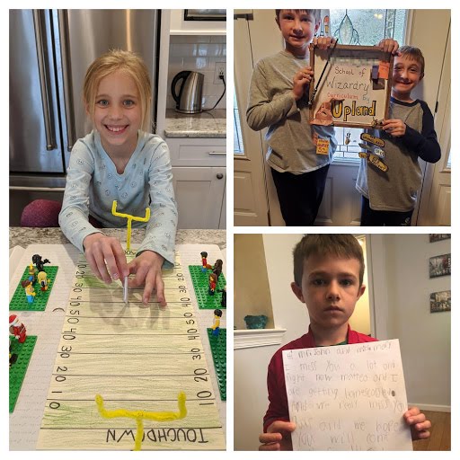 'At Home in the IDEA Center' is off to a great start! We challenged students with creative, #maker projects to keep the Upland Spirit thriving during our distance learning. Paper football courtesy of <a href="/InventorsHOF/">Inventors HOF</a>, letters to a relative and work space signs. More to come!