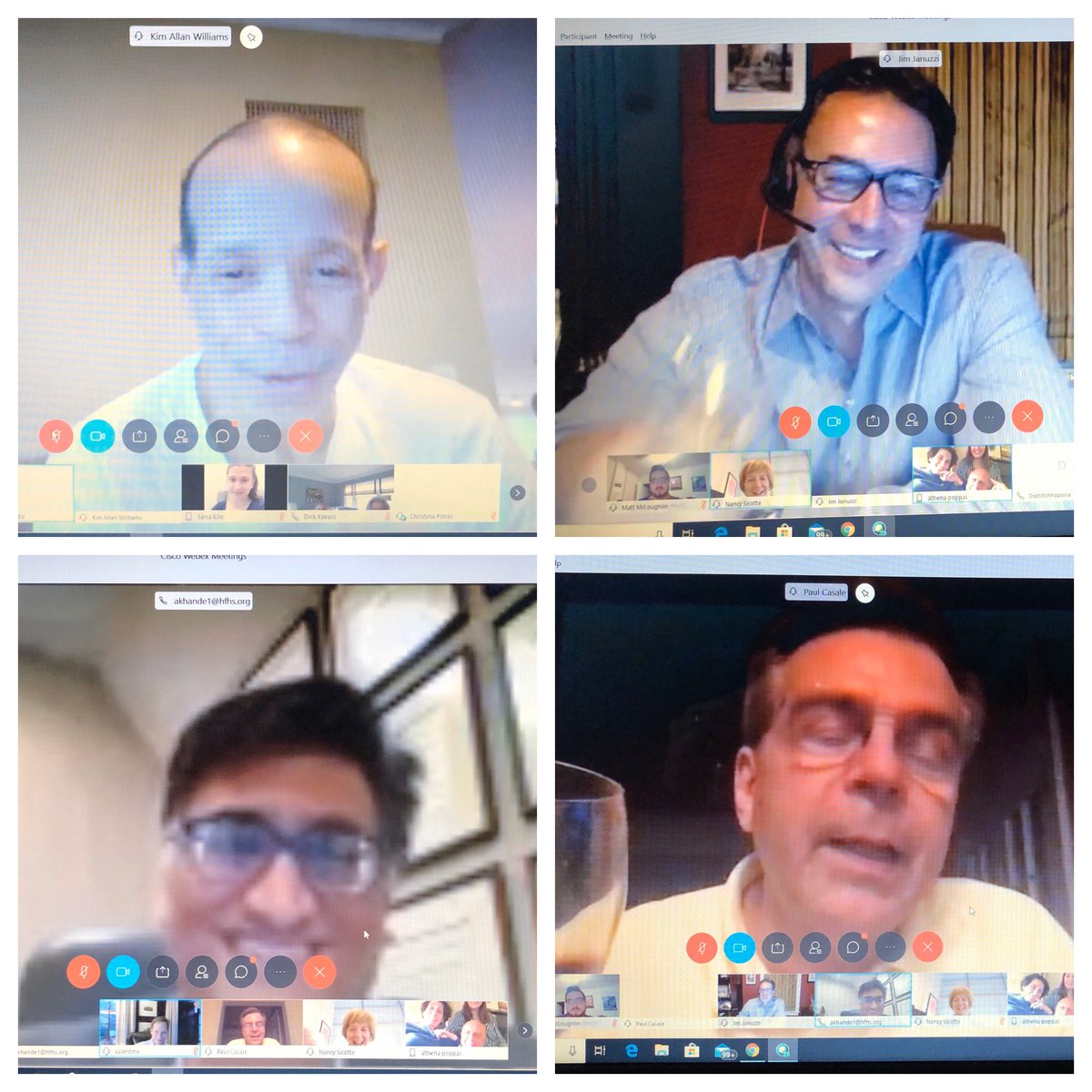 MinnowWalsh's tweet photo. Surprise virtual cocktail celebration for @ACCinTouch President @athenapoppas! @DickKovacs @HadleyWilsonMD @JJheart_doc @mikevalentineMD @pamelasdouglas @GatesCathy @cardio10s @KhandelwalMD @ClaireDuvernoy @ditchhaporia @EdwardFryMD @HendelBob @CathieBiga @PaulNCasale #acc20 https://t.co/W35thqqNAF