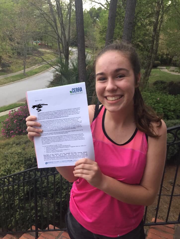FSchodowski's tweet photo. So excited for and proud of this girl! Sheโs accepted into the Teaching Fellows program at her top choice!! @AndersonUnivSC #TeachingFellows #FutureTeacher #AndersonUniversity #ThatsMyGirl #DutchForkHS https://t.co/6n59Up1Xyk