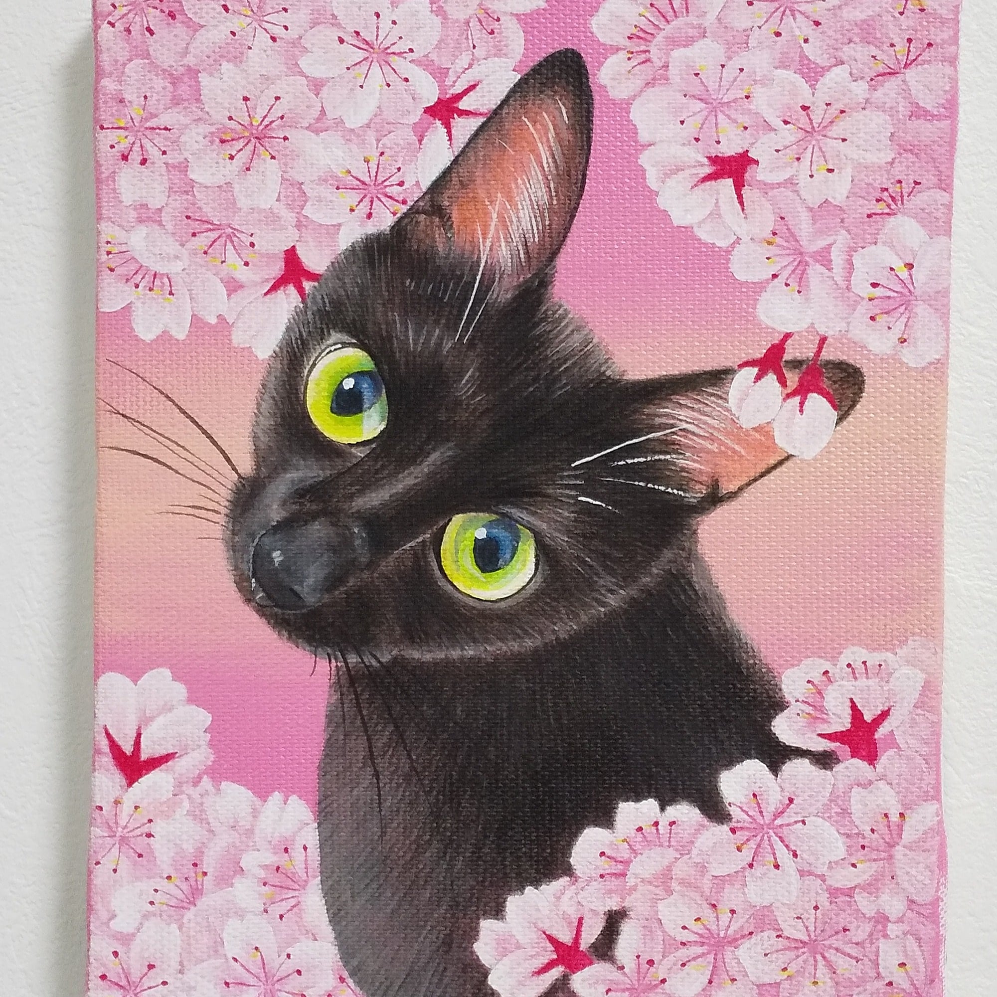 تويتر のまひろこ しっぽアート على تويتر かわいい黒猫 さくら子ちゃんとお花見に行っている気分になってみる 黒猫 お花見 桜 アクリル画 絵画 イラスト 猫 猫の絵 満開 T Co R56brhqenl