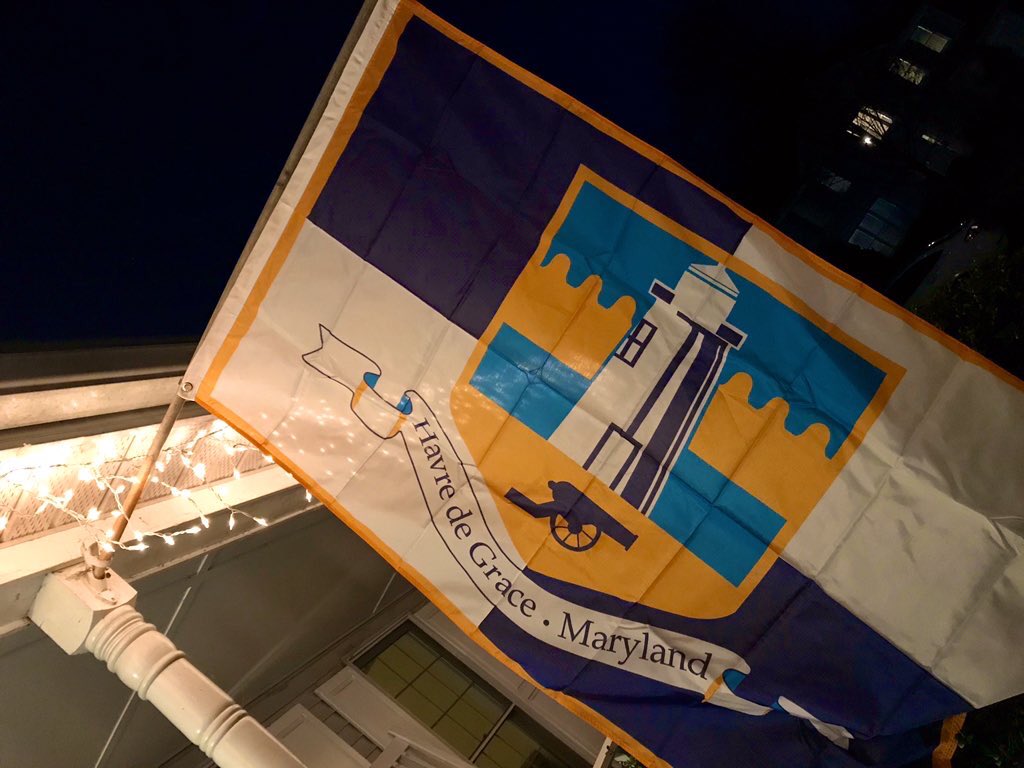 SeanJWelsh's tweet photo. Mayor Bill Martin of @havredegrace has challenged us to “Light Up #havredegrace with Hope.” We’ve joined in with our icicle lights to start with as a sign of hope. A little Clark W. Griswold could help us all through this. #HdGstrong https://t.co/8zqMtBLhov