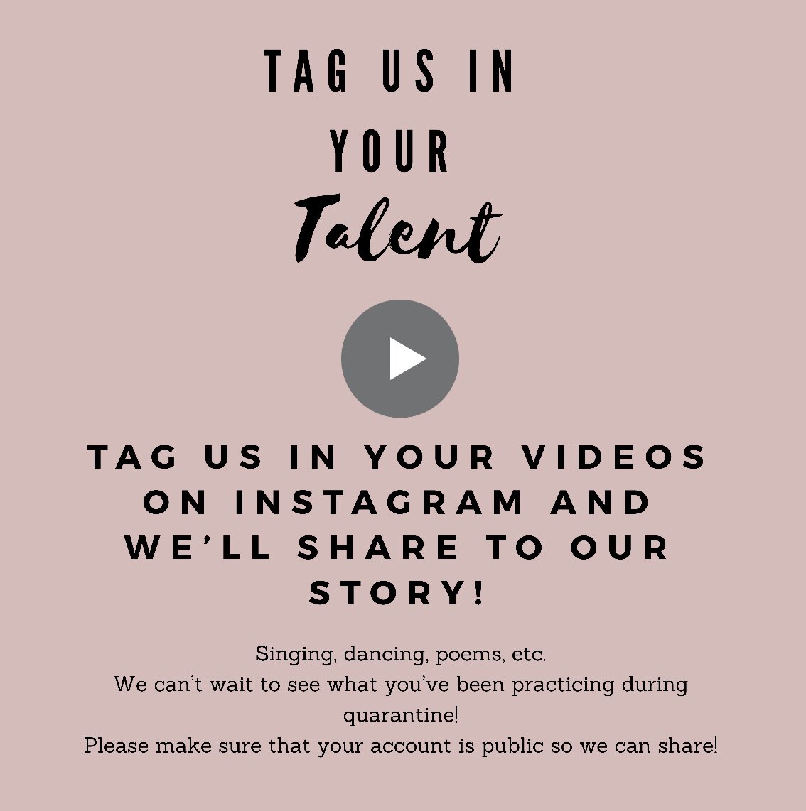 SVSUProgBoard's tweet photo. Tag us in your talent on Instagram and we’ll share to our story! Please make sure your account is public and the videos are appropriate! We can’t wait to see your talent! https://t.co/dxVB5BvObA