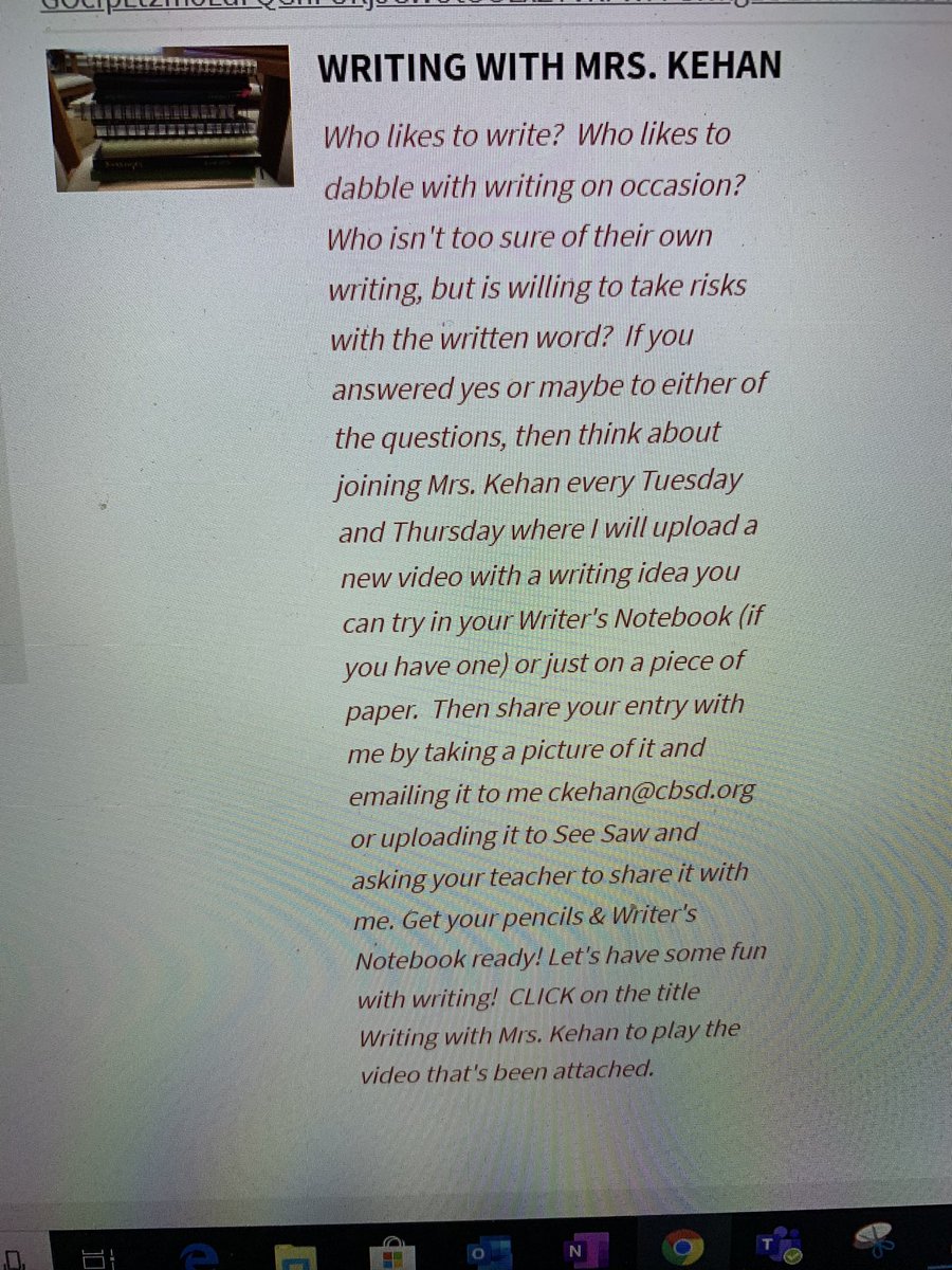 Trying something new for <a href="/CBWarwickElem/">Warwick Elementary School CBSD</a> Ts, Ss, &amp; Ps. Come write with me every Tuesday &amp; Thursday. Check out my DL page, grab a ✏️ or 🖊 &amp; 📝 &amp; write.