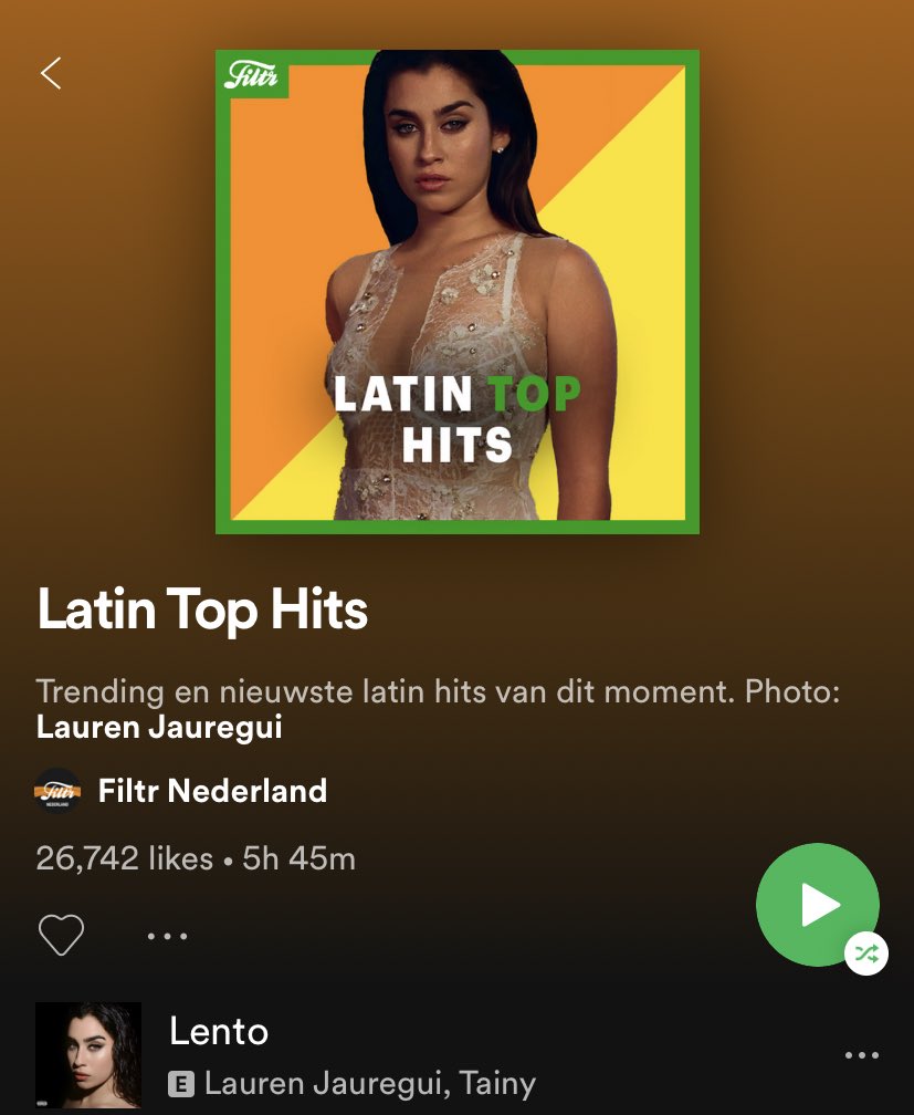 LMJUpdates's tweet photo. #UPDATE | Lauren is on the cover of “Latin Top Hits“ playlist by @FiltrNL Stream Lento here: https://t.co/SfqbhSAhNd https://t.co/Y73HY2j33N