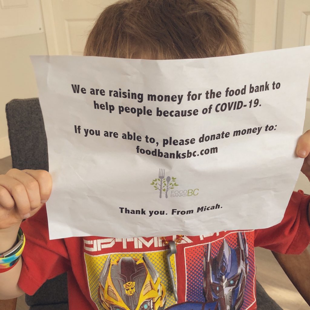 My seven-year-old has something he wants to say👇 Can you help him help others during #COVIDBC? #WeAreAllInThisTogether