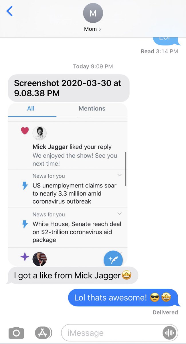 maryeg91's tweet photo. @MickJagger thanks for liking my mom’s tweet from way back in July...she is literally flipping out...in a good way 😂😭😂Btw the show was awesome I was there too...I’m pretty sure that is one of only a very few tweets she has ever made so count yourself lucky! https://t.co/yRBwnnvVx3