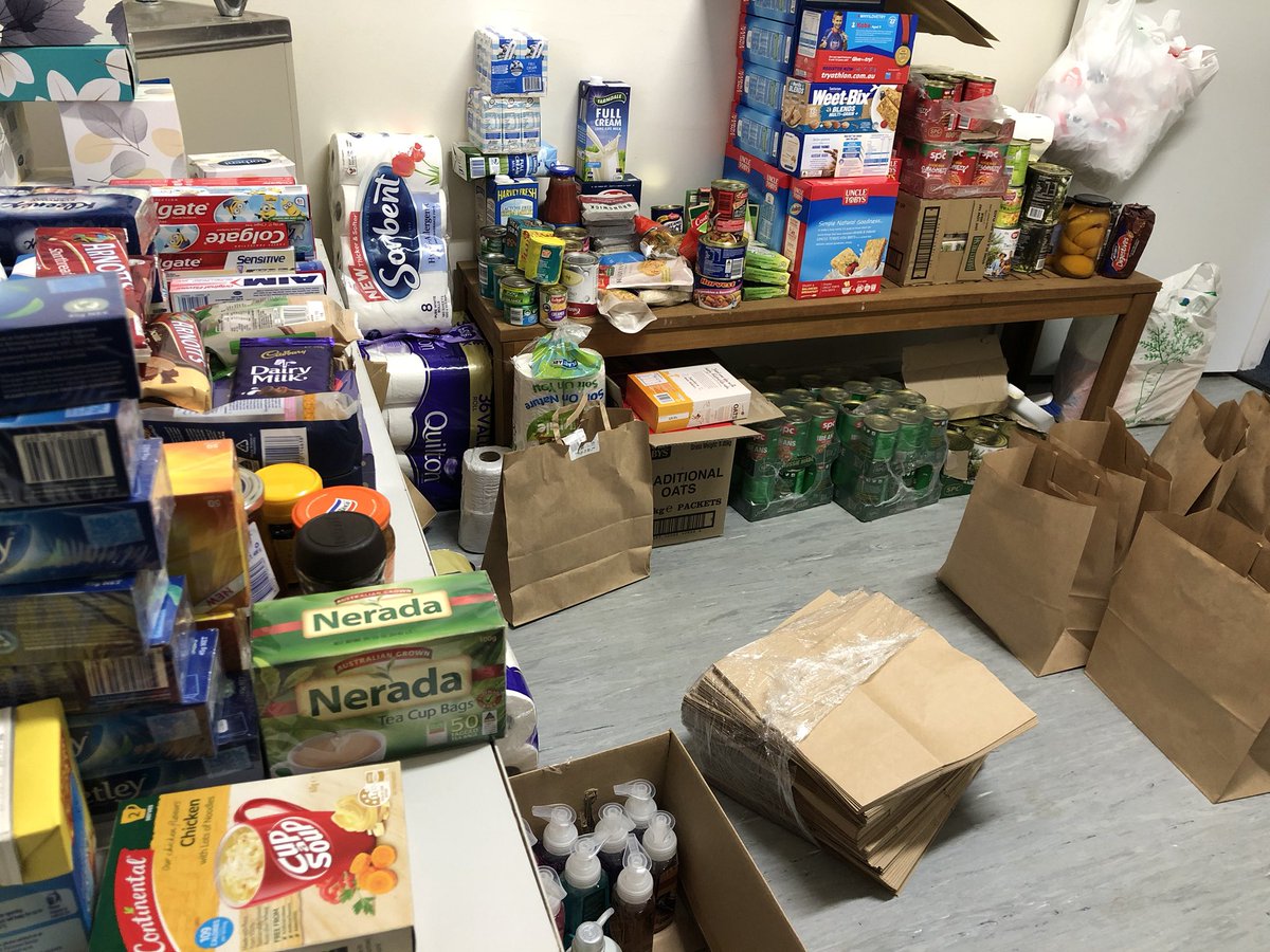 MooraPol's tweet photo. Help us help the elderly! Essential care packs being made up for our residents in our area! Please drop your goods donations to police today #fb #shareandcare #helpushelpourcommunity https://t.co/IkFl5bgiHO