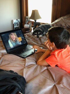 How cool is this pic?  Distance learning, no problem!  We got this first graders!!  #goodhueschool
