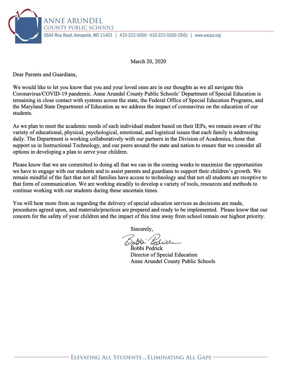 PershingHillPTA's tweet photo. Letters from Bobbi Pedrick, Director of Special Education https://t.co/7TEmHfczgI
