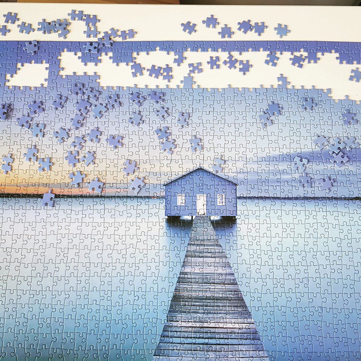 TwitchyCorner's tweet photo. Today at #Williamstown police told a father and son they couldn't fish off an empty pier. (Not considered exercise or #EssentialActivity. Unlike my puzzle here...) #Melbourne #lockdown #covid_19 https://t.co/LVsR2UjaV0