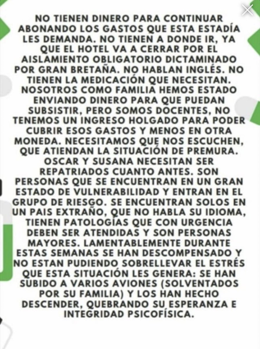 Floxie10's tweet photo. Me llego este mensaje a Instagram de esta pareja #VaradosenLondres.Ya no tienen dinero y compraron 3 pasajes que se los fueron https://t.co/fLWYhla3PX urgencia es que deben seguir tratamiento médico. Por favor @CancilleriaARG intercedan para ayudarlos, ya no tienen recursos 😞 https://t.co/5afICvR2xG