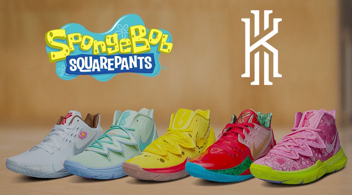 RTNBA's tweet photo. Quarantine giveaway! Giving away 3 pairs of the Kyrie x Spongebob collab to 3 random retweeters. Must be following us and @ElloMoe https://t.co/qfJaO2X68L