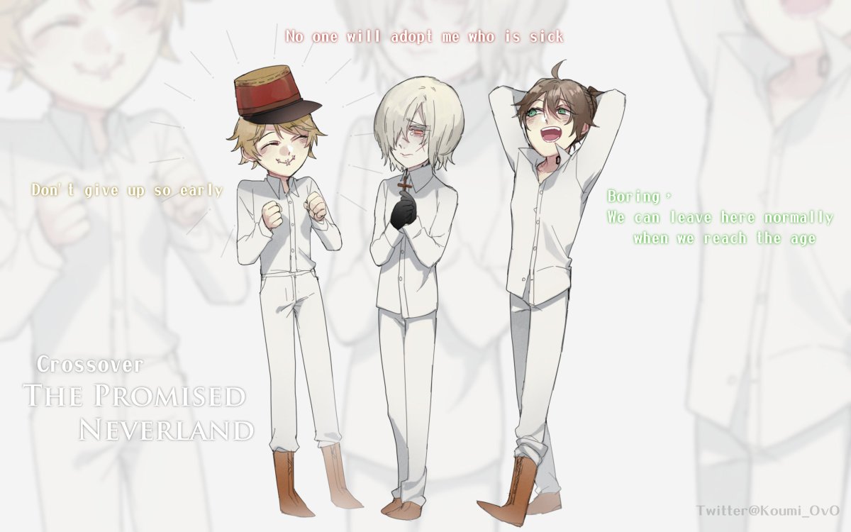 crossover 《The Promised Neverland》

Settings is They are all orphans living together in the "orphanage",and Andrew cannot grow up like other children because of albinism?? 