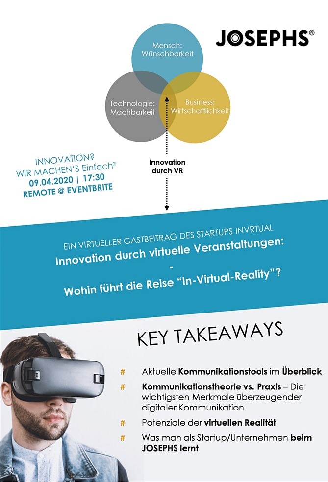 Es wird richtig #inVRtual im Hause <a href="/JOSEPHS_LAB/">JOSEPHS_Lab</a> 🥽:
Anmeldung zum remote-Event am 08.04: lnkd.in/davZu6i

[80 % Rabattcode zu Ostern: "𝙊𝙨𝙩𝙚𝙧-𝙎𝙥𝙚𝙘𝙞𝙖𝙡"] 🐰
Wie sieht die Zukunft von Veranstaltungen mit Virtual Reality aus? Mit #inVRtual von der <a href="/FAU_Germany/">FAU Germany</a>!