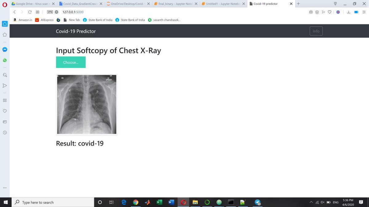 Anna  @KTRTRS , This is Pramod Kumar 2nd Year CSC Student from  @KLUniversityHyd, I have developed web-based software to detect COVID-19 from chest X-Ray with above 90% Accuracy with available datasets from KAGGLE site, if you support with more datasets I can improve more accuracy.