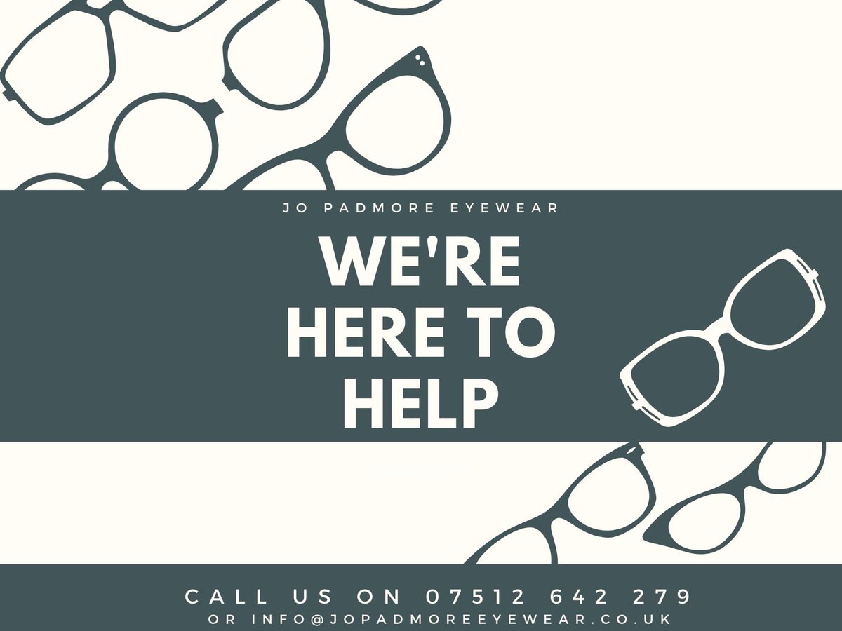 Whilst the shop remains closed, we are still operating the business remotely and we are still here to help with anything you need with regards to your lovely peepers. 

The best way to make contact is to call us on 07512 642 279 or you can email us at info@jopadmoreeyewear.co.uk