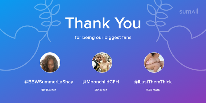 Our biggest fans this week: BBWSummerLaShay, MoonchildCFH, iLustThemThick. Thank you! via https://t.co/7jmtaMvHaC<a href="/tag/andaroundforallmyfriends"class="tags"><span>#andaroundforallmyfriends</span></a>