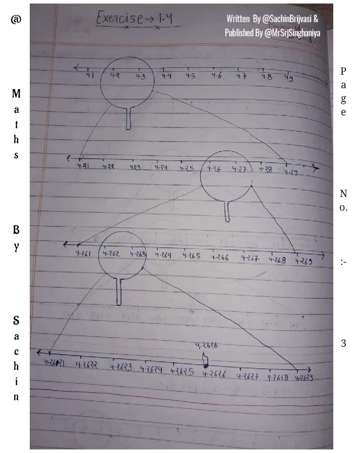 MathsBySachin's tweet photo. #Class 9th #NCERT #MathsBySachin
#MATHEMATICS #Chapter 1st - #Numbersystem
❝ NCERT Exercise #Solutions of 1.4 &amp; including last question of 1.3 ❞ 
Written By @SachinBrijvasi &amp; Editing 
or Published by @MrSrjSinghaniya.
#maths #education #mathematician #mathsskills #mathsnotes https://t.co/phvhtEcFlp