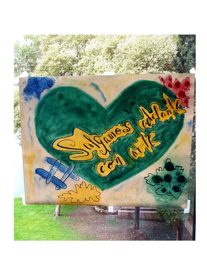 ColoreaMadrid's tweet photo. El dibujo que ha hecho @Carmenb para animar el balcón uniéndose a #SalirAdelanteConArte https://t.co/oyCgKlElfj