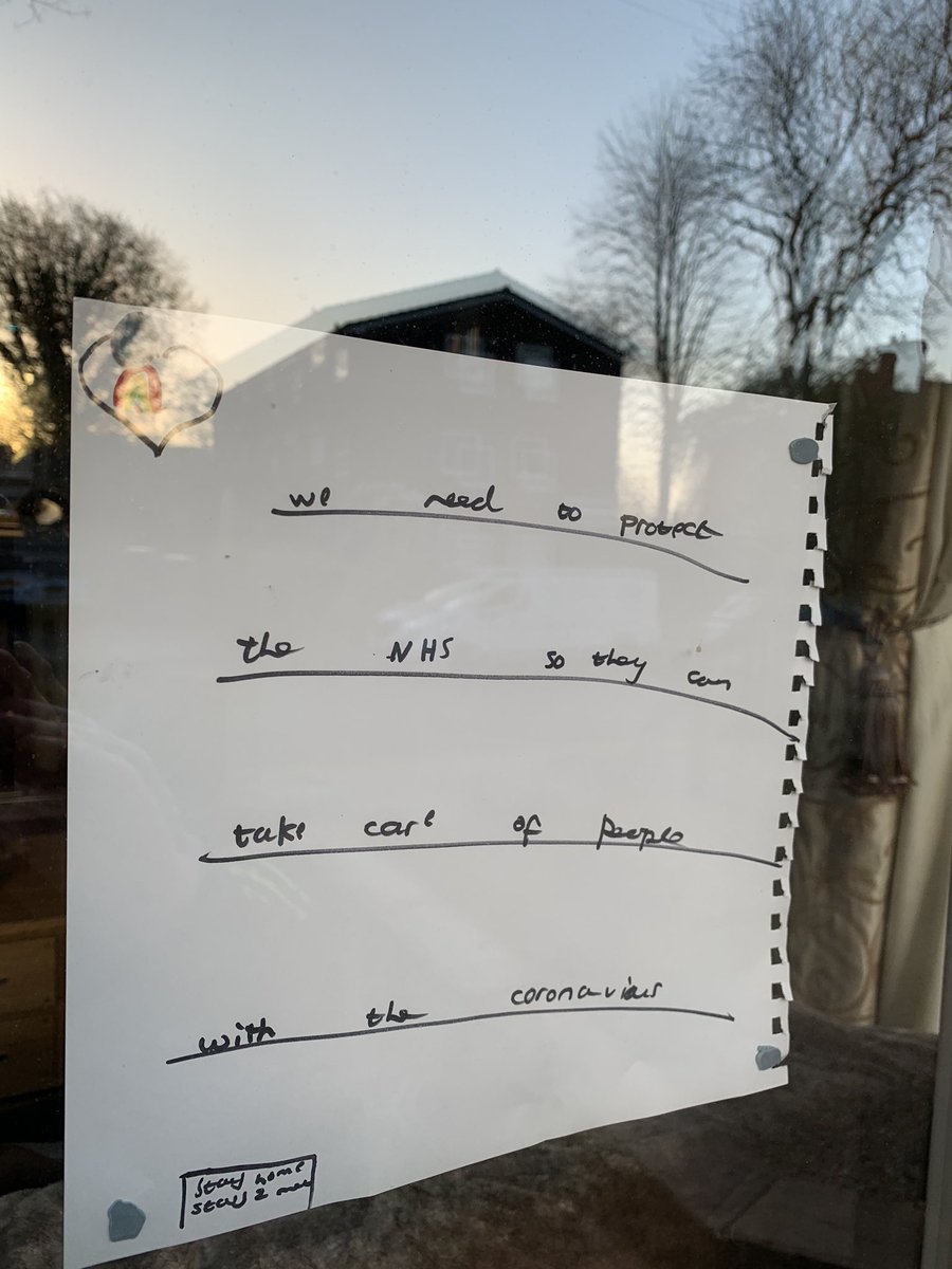 yourmancman1's tweet photo. Even my OCD didn’t stop blue tack hitting the window for this one. #StaySafe #StayHomeSaveLives #NHS #NHSheroes #covid19UK #COVID19 https://t.co/jPBwU3en0a