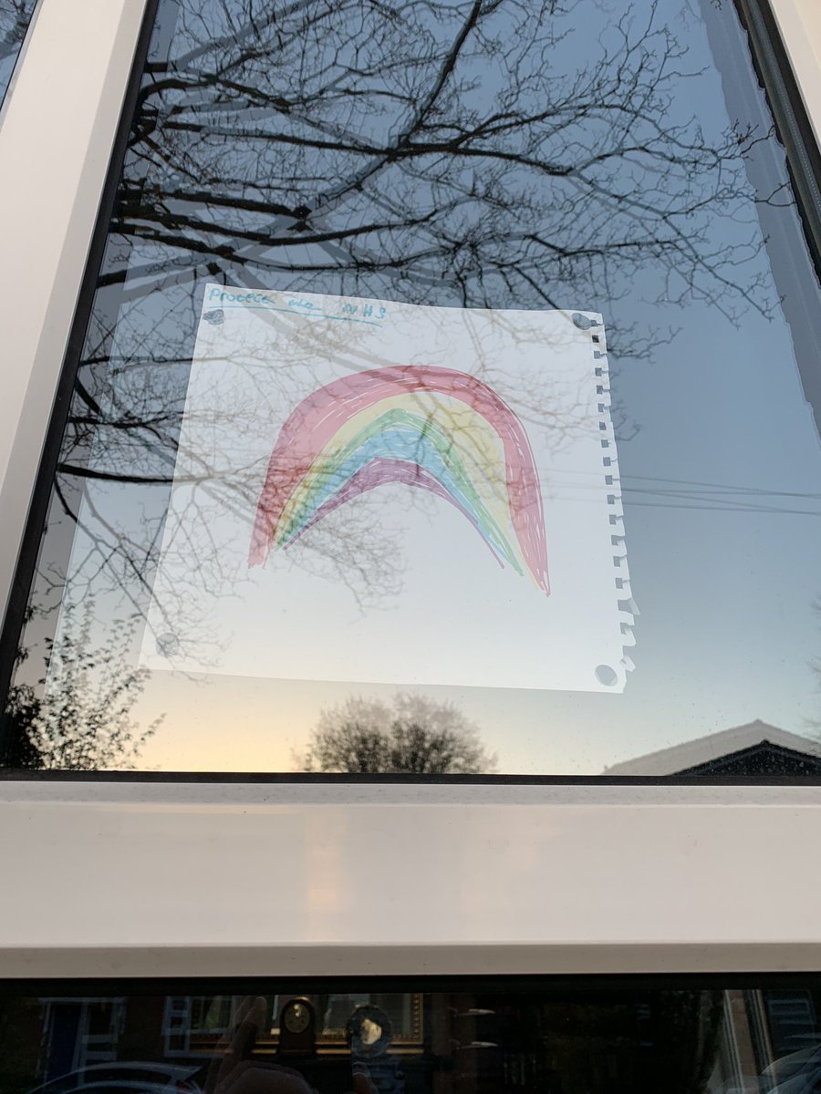 yourmancman1's tweet photo. Even my OCD didn’t stop blue tack hitting the window for this one. #StaySafe #StayHomeSaveLives #NHS #NHSheroes #covid19UK #COVID19 https://t.co/jPBwU3en0a