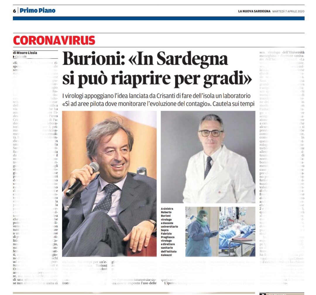 francefal's tweet photo. “Fare dell’isola un laboratorio”, “La Sardegna area pilota per la fase 2”, “L’isola può sperimentare la riapertura”. Laboratorio, area pilota, sperimentare... Prof. @RobertoBurioni ma a noi sardi tocca fare sempre da cavie? https://t.co/ws7K0oL5cy