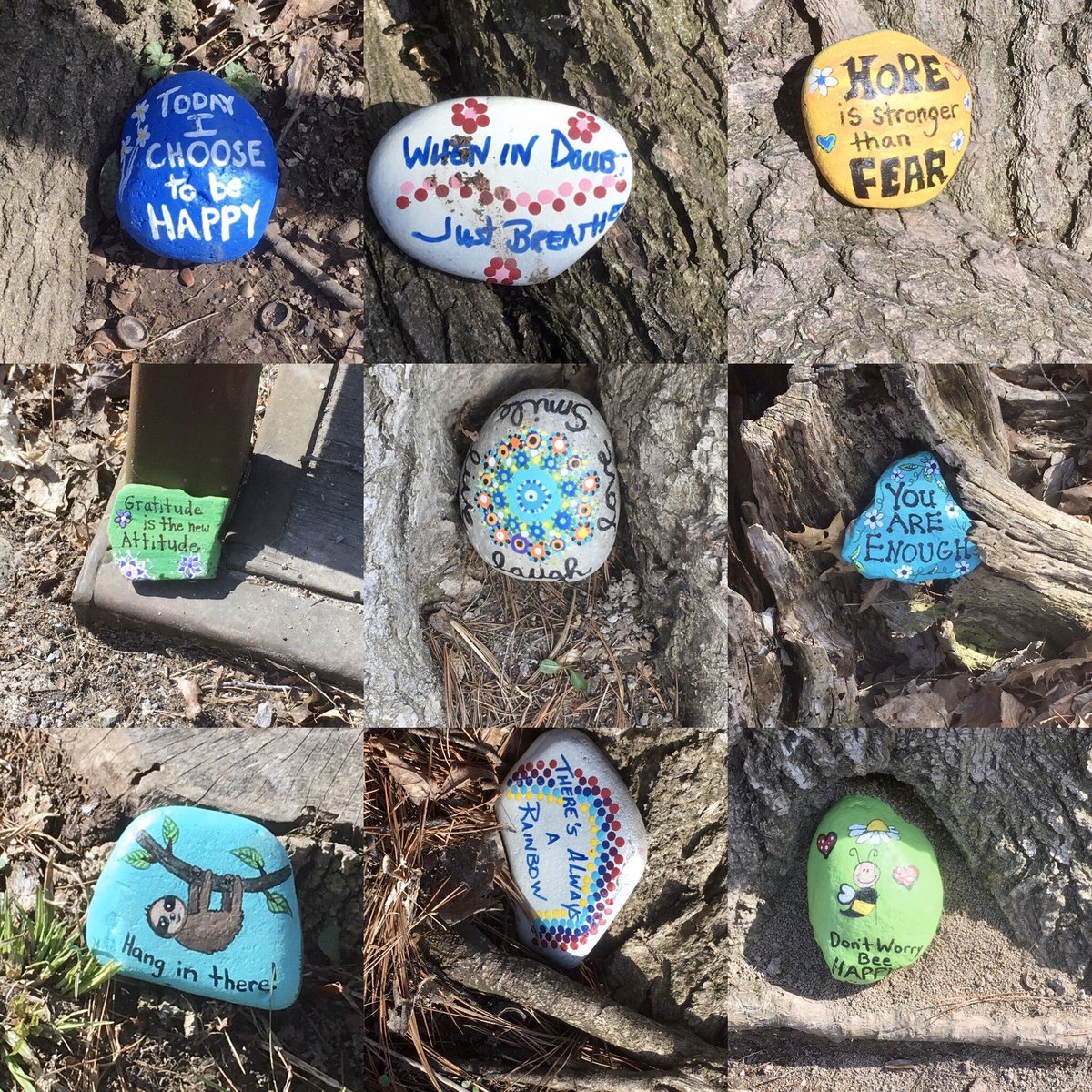 HG_Library's tweet photo. “Poetry Rocks!”   If you’ve been out for a walk on any trail in the area you may have come across some painted rocks.  Here are some of the most beautiful and poetic ones we have seen.  Why not use rocks to share poetry?  Write your own or share an inspiring one by someone else. https://t.co/DjwKDuU9xw