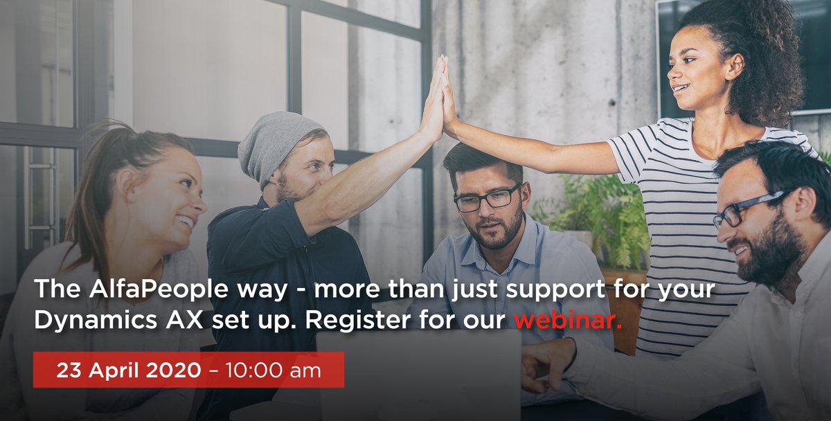 alfapeople's tweet photo. Invest in a highly motivated support team and get precise the support you need for your Dynamics AX set up. Register for our German webinar!
https://t.co/mBUQCy0H7K https://t.co/8B1PQYMQ93