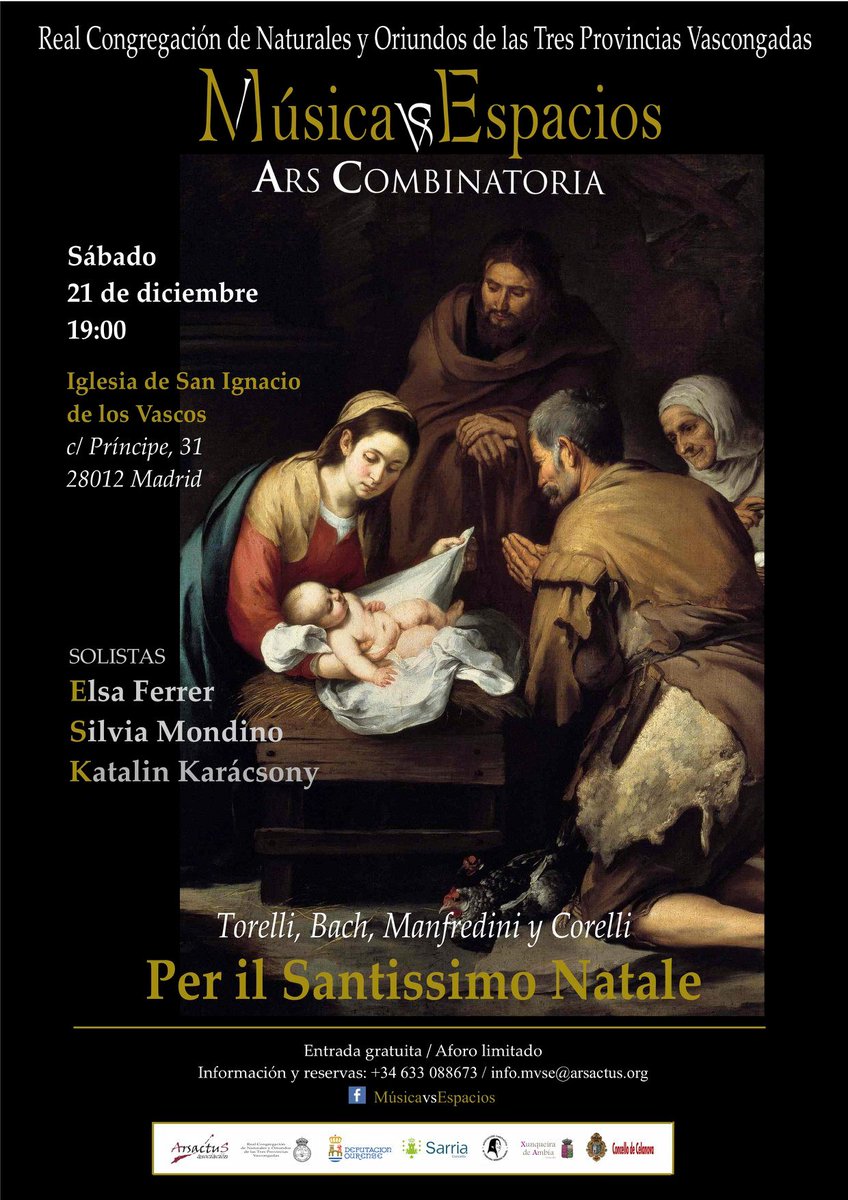 arsmvse's tweet photo. Per il Santissimo Natale | Torelli, Bach, Manfredini y Corelli

@ElsaFerrerG 
Silvia Mondino
Katalin Karácsony
@ArsCombinatori 

MvsE19 https://t.co/0wL91xWF6U