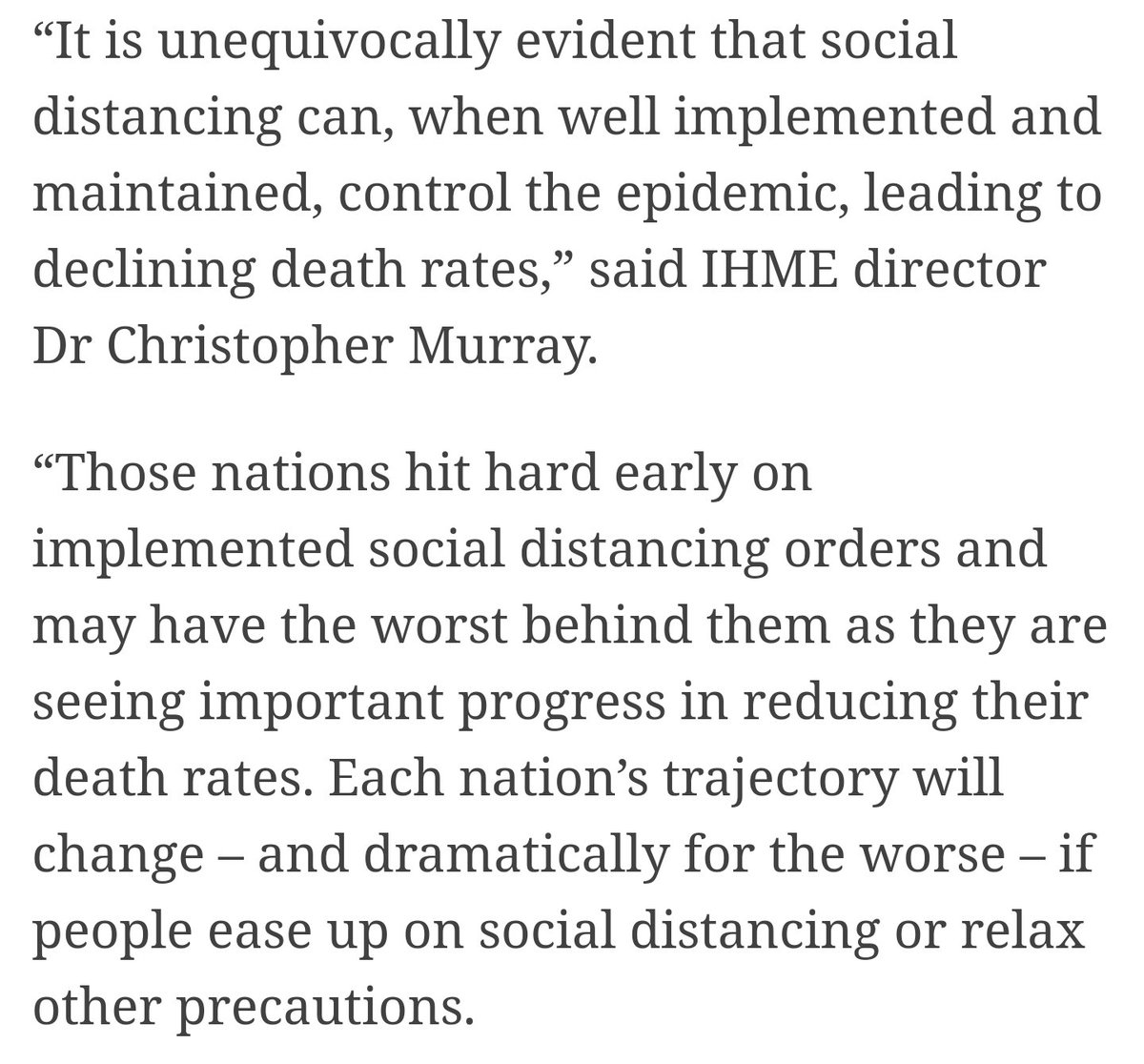 Social Distancing is showing results according to a study by the Institute of Health Metrics and Evaluation at the University of Washington in the US. #covid19 <a href="/IHME_UW/">Institute for Health Metrics and Evaluation (IHME)</a> <a href="/UW/">University of Washington</a> <a href="/hpscireland/">HSE Health Protection Surveillance Centre (HPSC)</a> <a href="/HSELive/">HSE Ireland</a> <a href="/IMO_IRL/">Irish Medical Organisation</a> <a href="/IrishTimes/">The Irish Times</a>  #StayAtHomeSaveLives #InItTogether