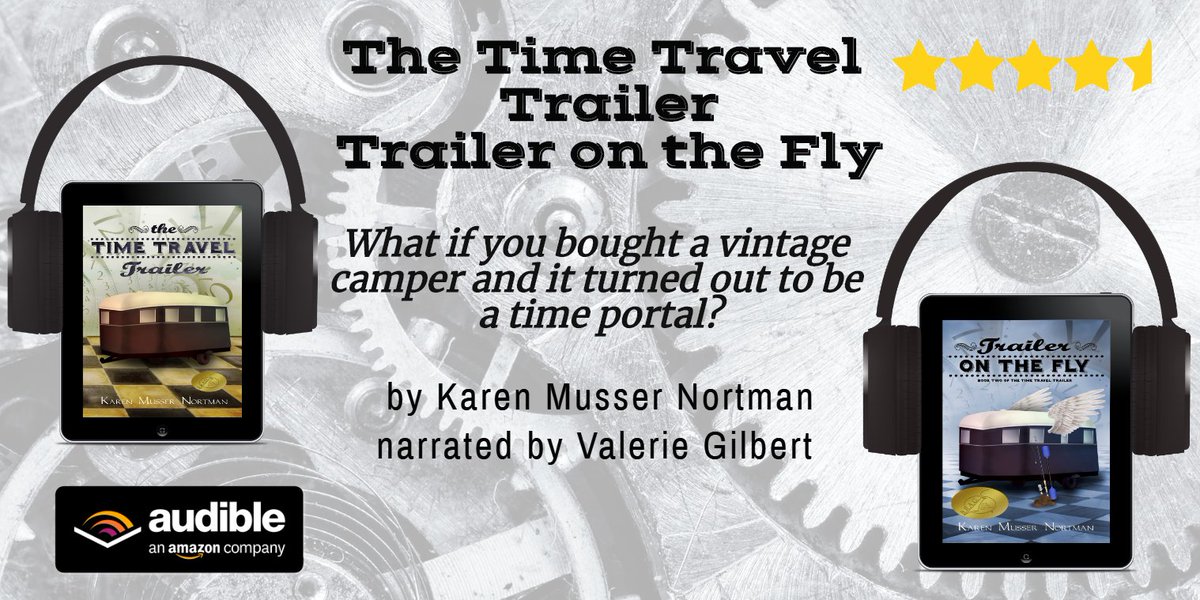 Cleaning closets or cupboards? Make the time go faster with an audio book. THE TIME TRAVEL TRAILER and TRAILER ON THE FLY. #timetravel #vintagecamper #IARTG  tinyurl.com/y3lmru8z