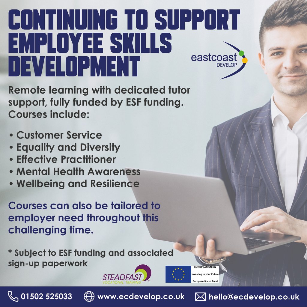 EC_Develop's tweet image. Continue to support your employees' skills development with our range of remote learning courses, which can be tailored to suit individual business needs during this difficult period.