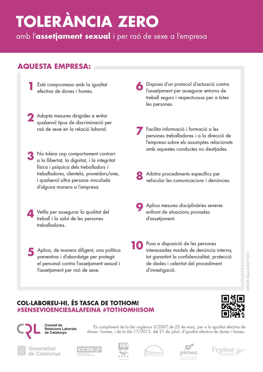 MireiaMataSlsna's tweet photo. Plans d'igualtat, protocols d'acció contra l'assetjament sexual i per raó de sexe al llocs de treball, formació... l'Àrea d'#Igualtat d'Oportunitats en el treball segueix oberta per COVID19 https://t.co/a4wqthT7cy https://t.co/tJoTCQvfOV