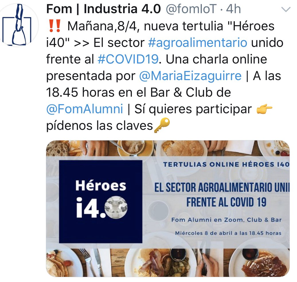 Impresionante la respuesta de nuestra Comunidad <a href="/FomTalent/">FomTalent</a> <a href="/FomAlumni/">FomAlumni</a>  #Héroes40 a nuestra tertulia de mañana. Escucharemos el testimonio de 12 directivos y responsables de la Industria Alimentaria en España. 🔝 Si te interesa y te apasiona nuestra industria no dejes de conectar