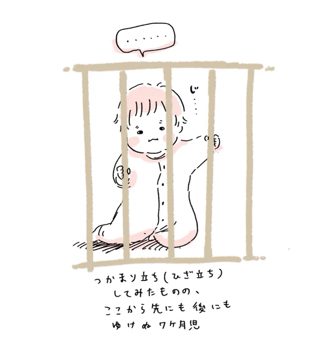 お座りがまだ上手じゃないのにつかまり立ちしようとするひな氏 
