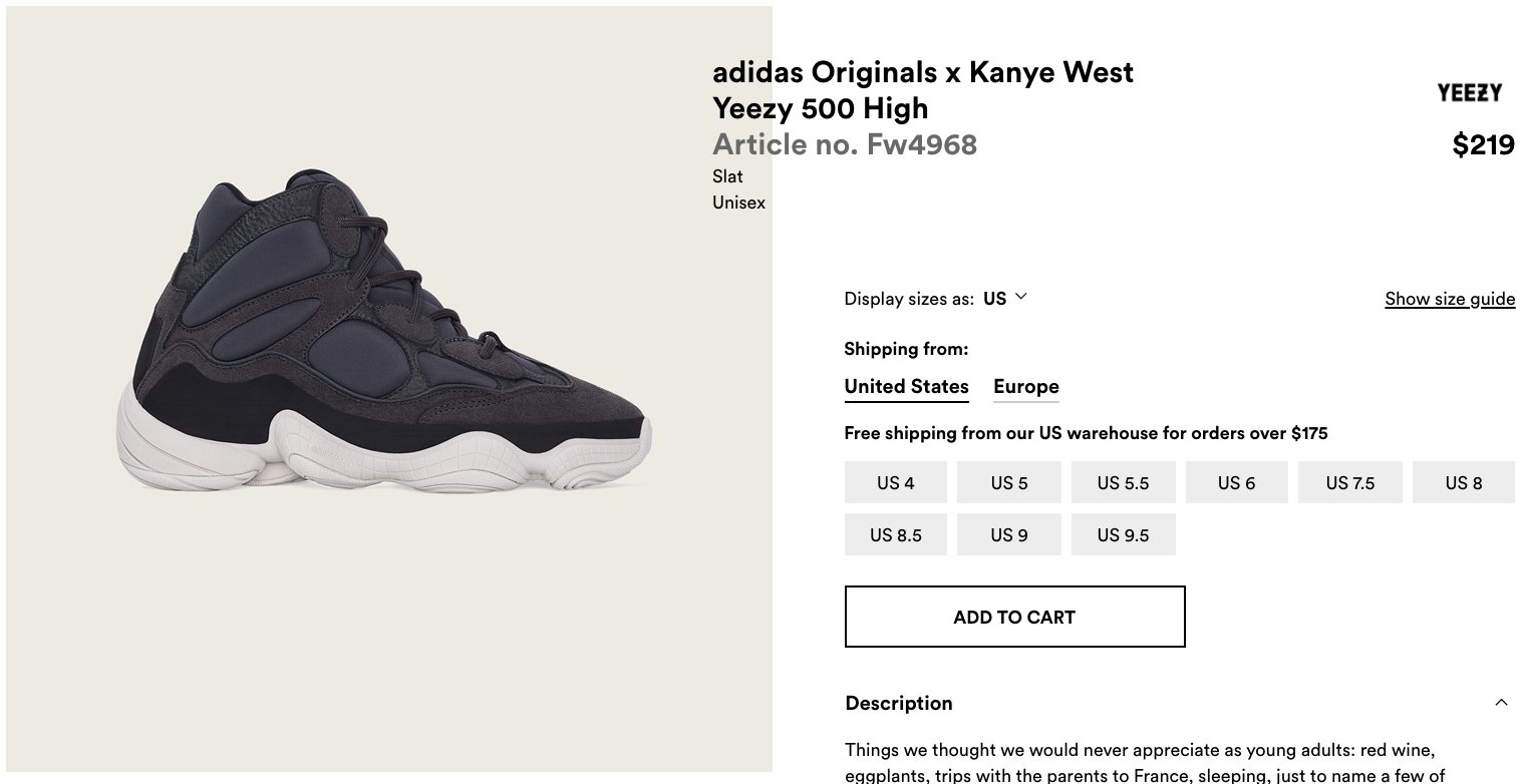 adidas yeezy 500 france